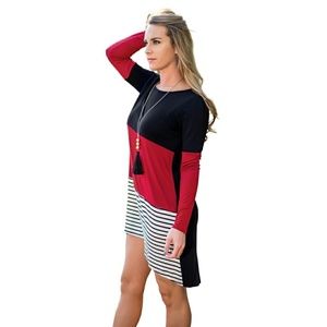 SALE!🎈Color block stripe long sleeve dress